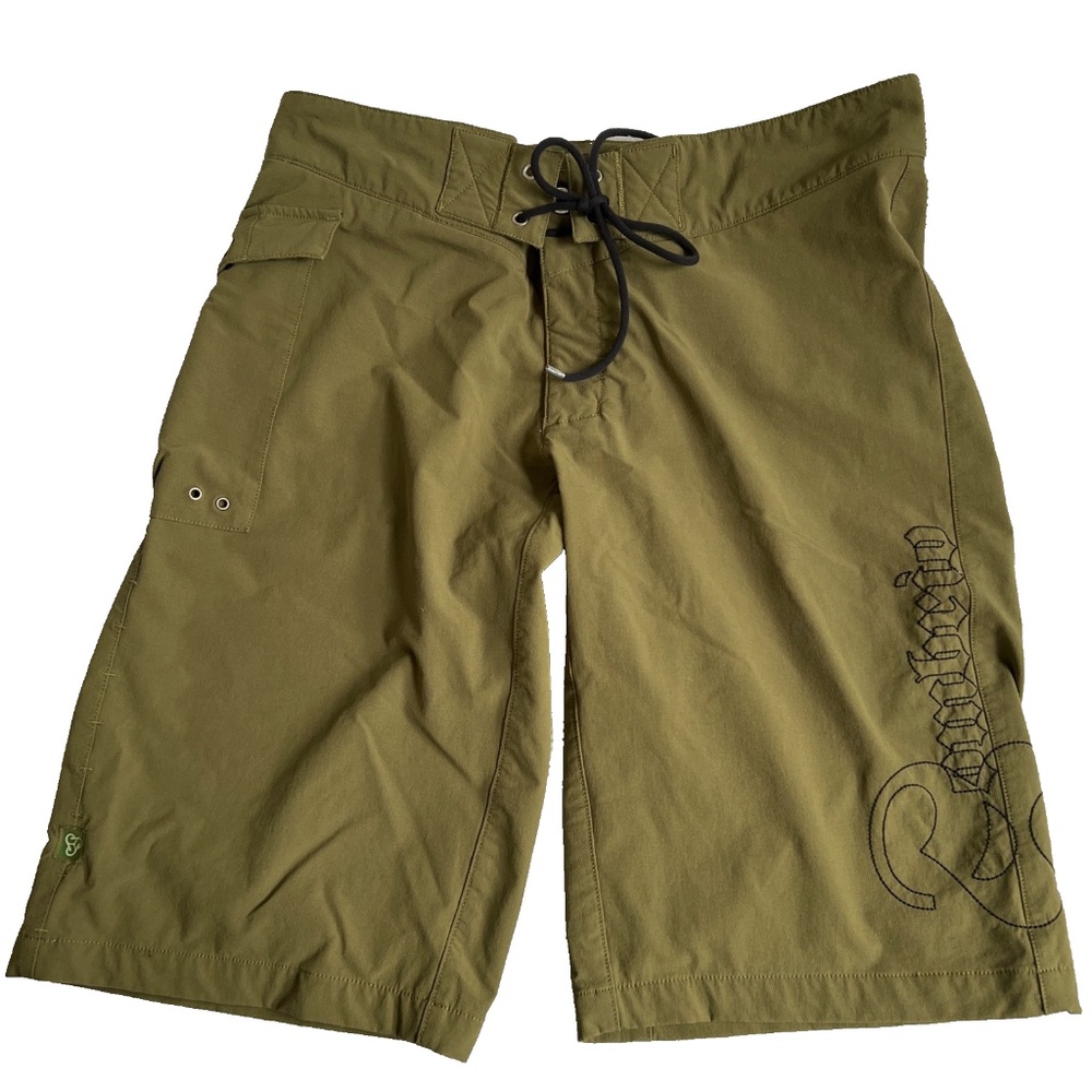 Sombrio Shorts Mountain Bike L Mens 1 Pocket Green Long Leg Short Fly Lace Up
